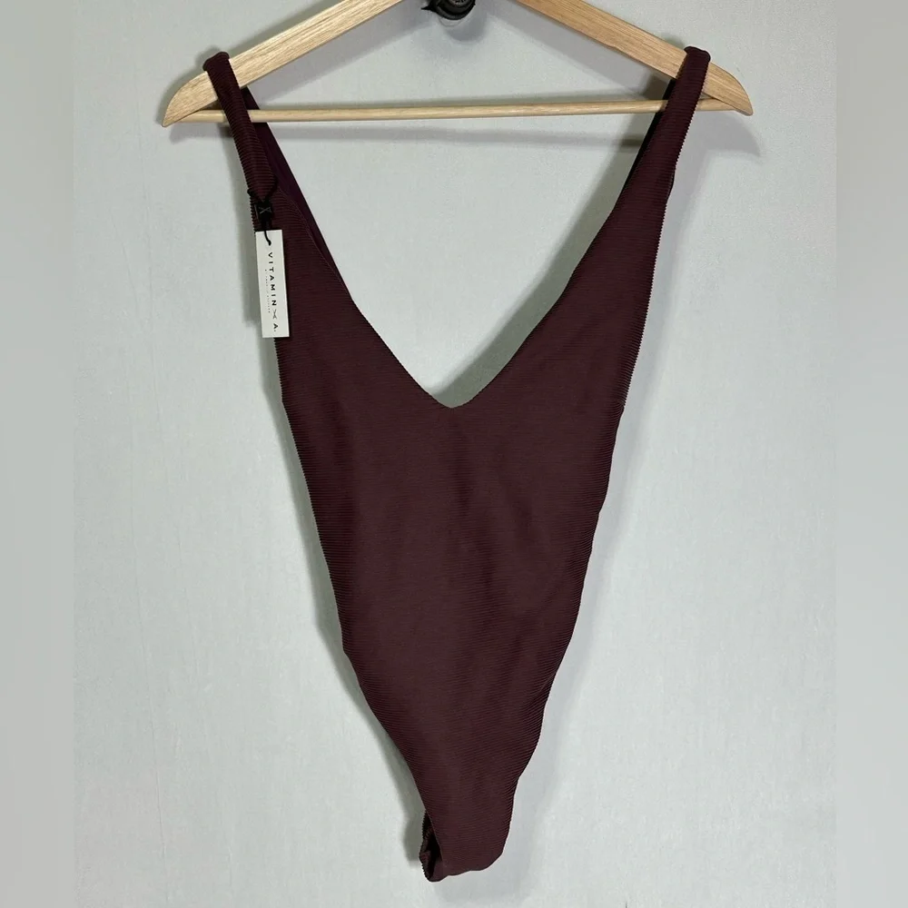 Vitamin A Brown One-Piece Swimsuit with Cross Back Straps